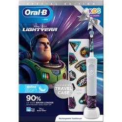 Oral-B Vitality D100.413 Kids Lightyear elektrický dětský kartáček na zuby, rotační/oscilační, bílá, fialová, D100.413.2K