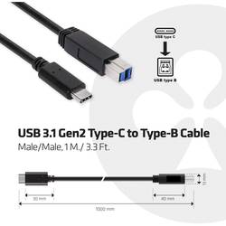 club3D USB kabel USB 3.2 Gen1 (USB 3.0 / USB 3.1 Gen1) USB-C ® zástrčka, USB-B zástrčka 1.00 m černá CAC-1524