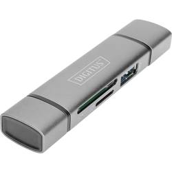 Digitus DA-70886 externí čtečka paměťových karet / hub USB 3.0, USB-A, USB-C® šedá