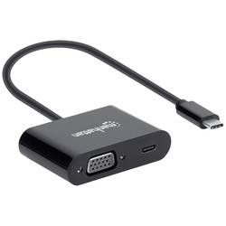 Manhattan USB 2.0 adaptér [1x USB-C® zástrčka - 1x USB-C® zásuvka (nabíjení), VGA zásuvka] 153430 20 cm oboustranně zapojitelná zástrčka, s nabíjecí zásuvkou