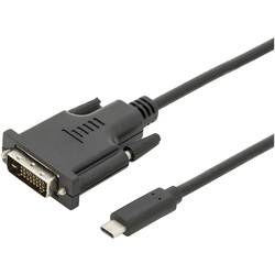 Digitus USB-C® / DVI kabelový adaptér USB-C ® zástrčka, DVI-D 24+1pol. Zástrčka 2.00 m černá AK-300332-020-S stíněný, dvoužilový stíněný Kabel pro displeje