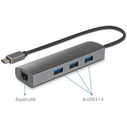 Renkforce síťový adaptér / rozbočovač 1 GBit/s #####USB-C® (USB 3.2 Gen 1), LAN (až 1 Gbit/s), USB 3.2 (Gen 1x1)