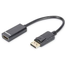 Digitus DB-340400-001-S DisplayPort / HDMI adaptér [1x zástrčka DisplayPort - 1x HDMI zásuvka] černá kulatý, dvoužilový stíněný, zablokovatelný 15.00 cm