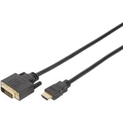 Digitus HDMI / DVI kabelový adaptér Zástrčka HDMI-A, DVI-D 18 + 1 pól Zástrčka 2.00 m černá DB-330300-020-S kulatý, pozlacené kontakty, dvoužilový stíněný HDMI