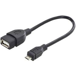 Digitus USB 2.0 kabelový adaptér [1x micro USB 2.0 zástrčka B - 1x USB 2.0 zásuvka A] DB-300309-002-S 20.00 cm kulatý, dvoužilový stíněný, s funkcí OTG