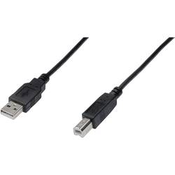 Digitus USB kabel USB 2.0 USB-A zástrčka, USB-B zástrčka 1.80 m černá kulatý, dvoužilový stíněný AK-300105-018-S