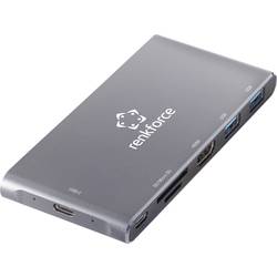 Renkforce RF-4599772 USB-C® dokovací stanice Vhodné pro značky (dokovací stanice pro notebook): univerzální Rozšiřující patice M.2 SSD, integrovaná čtečka