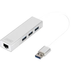 Digitus DA-70250-1 3 + 1 port USB 3.0-hub s vestavěnou síťovou přípojkou stříbrná