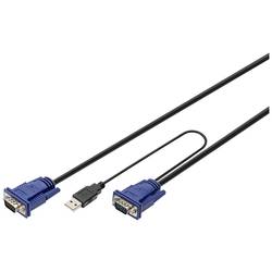 Digitus KVM kabelový adaptér [1x USB A, VGA - 1x VGA] 3.00 m černá