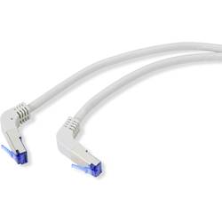 Renkforce RF-4892518 RJ45 síťové kabely, propojovací kabely CAT 6A S/FTP 15.00 m šedá 90° zatočeno dolů 1 ks