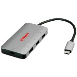 Roline 3 porty USB kombinovaný hub stříbrná (metalíza)