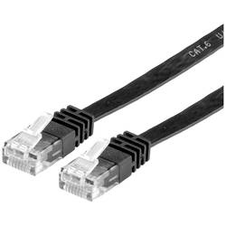 Value 21.99.0965 RJ45 síťové kabely, propojovací kabely CAT 6 U/UTP 5.00 m černá nestíněný, plochý, pozlacené kontakty 1 ks