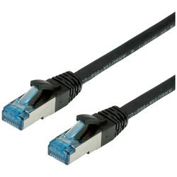 Value 21.99.1964 RJ45 síťové kabely, propojovací kabely CAT 6A S/FTP 0.30 m černá dvoužilový stíněný, bez halogenů, samozhášecí 1 ks