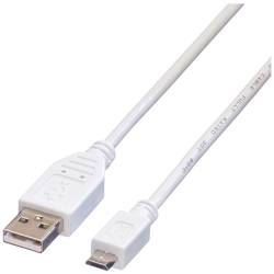 Value USB kabel USB 2.0 USB-A zástrčka, USB Micro-B zástrčka 1.80 m bílá stíněný 11.99.8752