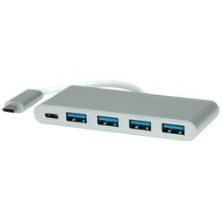 Roline 4 porty USB kombinovaný hub stříbrná (metalíza)