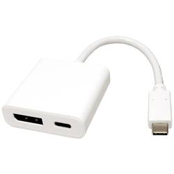 Roline 12.03.3221 USB-C® / Mini-DisplayPort kabelový adaptér [1x USB-C® zástrčka - 1x zásuvka DisplayPort, USB-C® zásuvka (nabíjení)] bílá 0.10 m