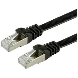 Value 21.99.0970 RJ45 síťové kabely, propojovací kabely CAT 6 F/UTP 0.50 m černá stíněný, plochý, pozlacené kontakty 1 ks