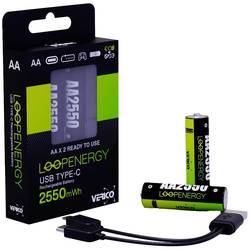 Verico LoopEnergy AA USB-C® 2550mWh USB-C® akumulátor, Li-Ion, 1700 mAh, 1.5 V, 2 ks