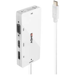 LINDY USB-C®, DisplayPort , VGA konvertor [1x USB-C® zástrčka - 1x zásuvka DisplayPort, DVI zásuvka 24+5pólová, HDMI zásuvka, VGA zásuvka] 43279 0.15 m