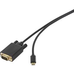 Renkforce USB-C® / VGA kabelový adaptér USB-C ® zástrčka, VGA pólové Zástrčka 3.00 m černá RF-3385692 Kabel pro displeje USB-C®