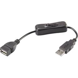 Renkforce USB 2.0 prodlužovací kabel [1x USB 2.0 zástrčka A - 1x USB 2.0 zásuvka A] 25.00 cm vč. spínače ZAP/VYP , pozlacené kontakty