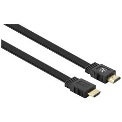 Manhattan HDMI kabel Zástrčka HDMI-A, Zástrčka HDMI-A 2.00 m černá 355612 4K UHD, dvoužilový stíněný, plochý, ploché provedení HDMI kabel