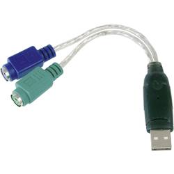 Digitus USB / PS/2 klávesnice / myš kabelový adaptér [1x USB 2.0 zástrčka A - 2x PS/2 zásuvka] 10.00 cm 10.00 cm transparentní