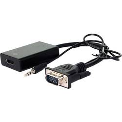 Value VGA / HDMI kabelový adaptér Zásuvka HDMI-A, VGA 9pól. zásuvka, Zásuvka jack 3,5 mm 0.15 m černá 12.99.3117 VGA kabel
