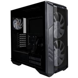 Cooler Master HAF 500 midi tower PC skříň černá 3 předinstalované LED ventilátory, boční okno, prachový filtr