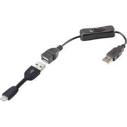 Renkforce USB kabel USB 2.0 USB-A zástrčka, Apple Lightning konektor 0.30 m černá vč. spínače ZAP/VYP , pozlacené kontakty RF-3346622