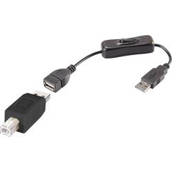 Renkforce USB kabel USB 2.0 USB-A zástrčka, USB-B zástrčka 0.25 m černá vč. spínače ZAP/VYP , pozlacené kontakty RF-3346618