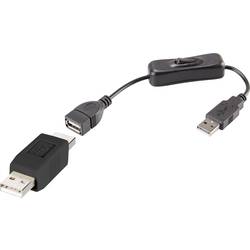 Renkforce USB kabel USB 2.0 USB-A zástrčka, USB-A zástrčka 0.25 m černá vč. spínače ZAP/VYP , pozlacené kontakty RF-3346616