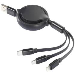 Renkforce Nabíjecí kabel USB USB 2.0 USB-A zástrčka 1.00 m chromová černá flexibilní provedení RF-5800360