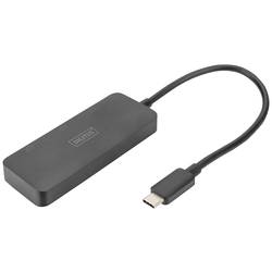 Digitus DS-45334 DisplayPort / USB-C® adaptér [1x USB-C® - 3x zásuvka DisplayPort] černá 4K UHD, bez nabíjecí zásuvky