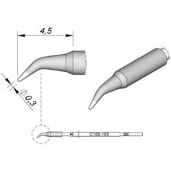 JBC Tools C115105 pájecí hrot oblý, zahnutý Velikost hrotů 0.3 mm Obsah 1 ks