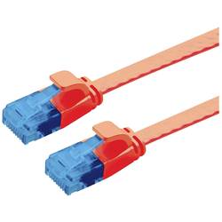 Value 21.99.2020 RJ45 síťové kabely, propojovací kabely CAT 6A U/UTP 0.50 m červená (jasná) nestíněný, plochý, pozlacené kontakty 1 ks