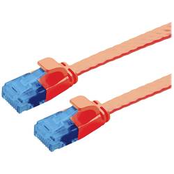 Value 21.99.2021 RJ45 síťové kabely, propojovací kabely CAT 6A U/UTP 1.00 m červená (jasná) nestíněný, plochý, pozlacené kontakty 1 ks