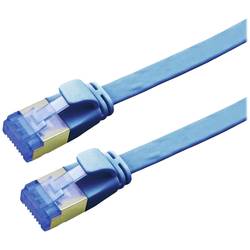 Value 21.99.2154 RJ45 síťové kabely, propojovací kabely CAT 6A F/UTP 1.50 m modrá stíněný, plochý, pozlacené kontakty 1 ks