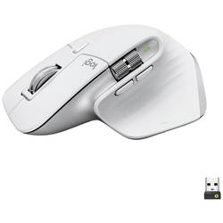 Logitech MX Master 3S optická ergonomická myš, Bluetooth®, bezdrátový, 7 tlačítko, 8000 dpi, světle šedá