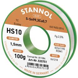 Stannol HS10 2510 bezolovnatý pájecí cín cívka Sn99,3Cu0,7 ROM1 100 g 1.5 mm