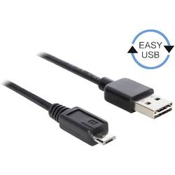 Delock USB kabel USB 2.0 USB-A zástrčka, USB Micro-B zástrčka 5.00 m černá oboustranně zapojitelná zástrčka, pozlacené kontakty, UL certifikace 83369