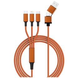 Smrter Nabíjecí kabel USB USB 2.0 Apple Lightning konektor, USB-A zástrčka, USB-C ® zástrčka, USB Micro-B zástrčka 1.20 m oranžová s funkcí OTG, látkový potah