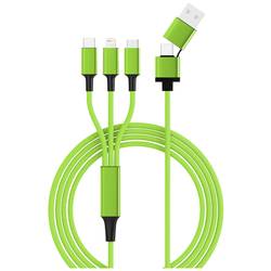 Smrter Nabíjecí kabel USB USB 2.0 Apple Lightning konektor, USB-A zástrčka, USB-C ® zástrčka, USB Micro-B zástrčka 1.20 m zelená s funkcí OTG, látkový potah