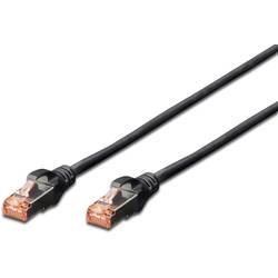 Digitus DK-1644-005/BL RJ45 síťové kabely, propojovací kabely CAT 6 S/FTP 0.50 m černá fóliové stínění, kompletní stínění, stíněný, bez halogenů, simplexní