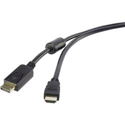 Renkforce DisplayPort / HDMI kabelový adaptér Konektor DisplayPort, Zástrčka HDMI-A 0.50 m černá RF-3301450 s feritovým jádrem, pozlacené kontakty Kabel