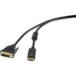 Renkforce DisplayPort / DVI kabelový adaptér Konektor DisplayPort, DVI-D 24+1pol. Zástrčka 0.50 m černá RF-3301148 lze šroubovat, pozlacené kontakty, s