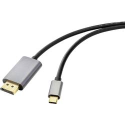 Renkforce USB-C® / DisplayPort kabelový adaptér USB-C ® zástrčka, Konektor DisplayPort 1.00 m černá RF-4600984 8K UHD Kabel pro displeje USB-C®