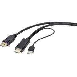 Renkforce DisplayPort / HDMI kabelový adaptér Konektor DisplayPort, Zástrčka HDMI-A 2.00 m černá RF-4600632 Kabel DisplayPort