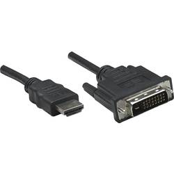 Manhattan HDMI / DVI kabelový adaptér Zástrčka HDMI-A, DVI-D 24+1pol. Zástrčka 1.00 m černá 322782 HDMI kabel