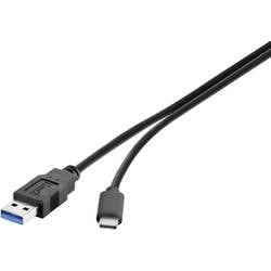 Renkforce USB kabel USB 3.2 Gen1 (USB 3.0 / USB 3.1 Gen1) USB-A zástrčka, USB-C ® zástrčka 1.80 m černá pozlacené kontakty RF-4381083